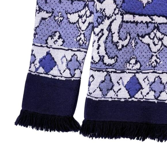 Tory Burch Lisbon Jacquard Tapestry Sweater in Malibu Blue Size XS - Picture 2 of 4
